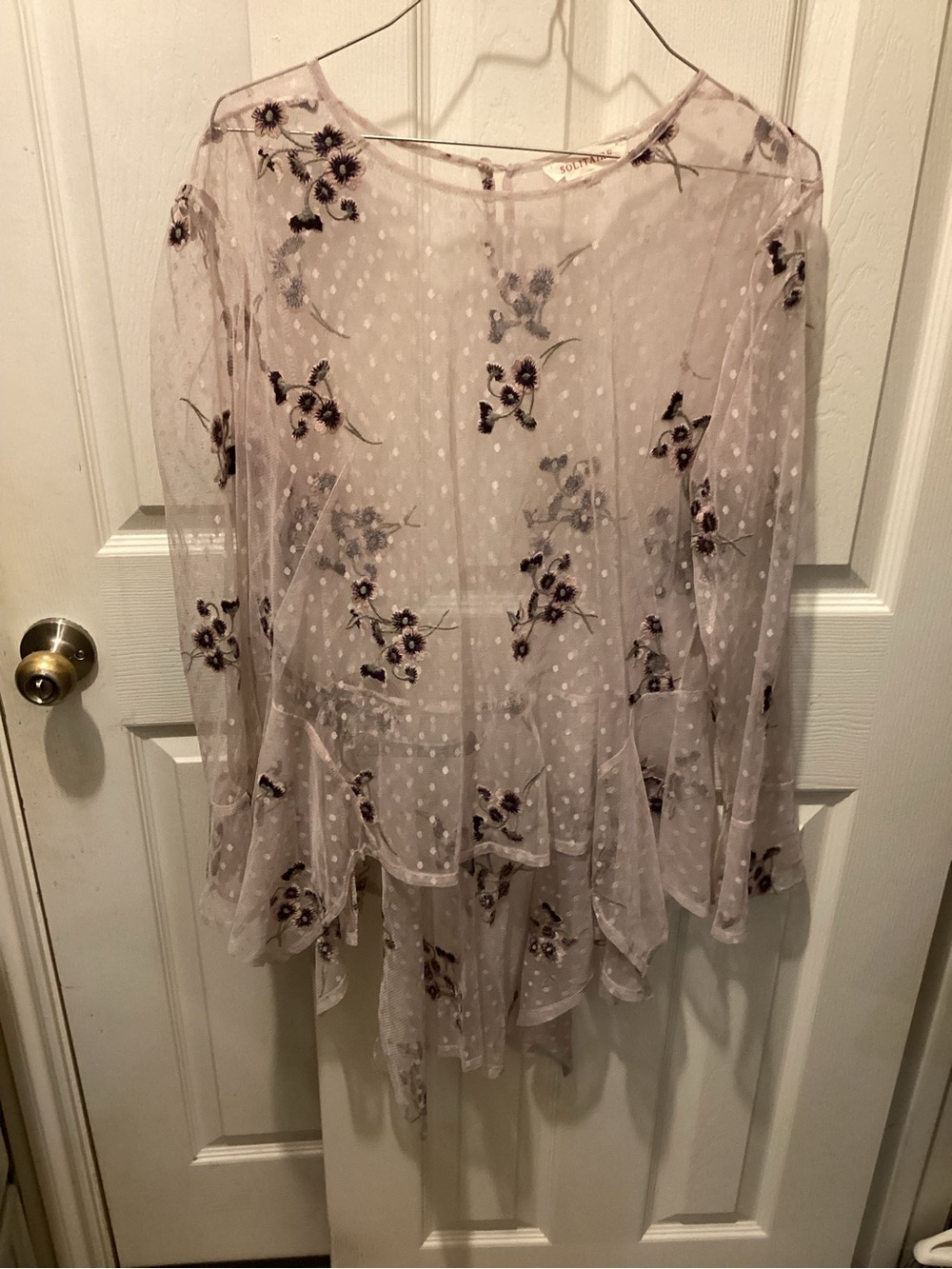 Solitaire Light Pink Asymmetrical Floral Mesh Skirt